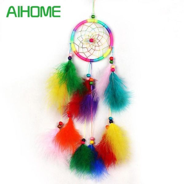 

decorative objects & figurines 2021 style handmade dream catcher net with feathers wind chimes hanging carft gift for home decoration drop