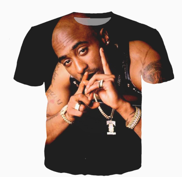 

popular singer rapper tupac 2pac t shirt men women funny 3d print summer short sleeve o neck crewneck casual a198, White;black