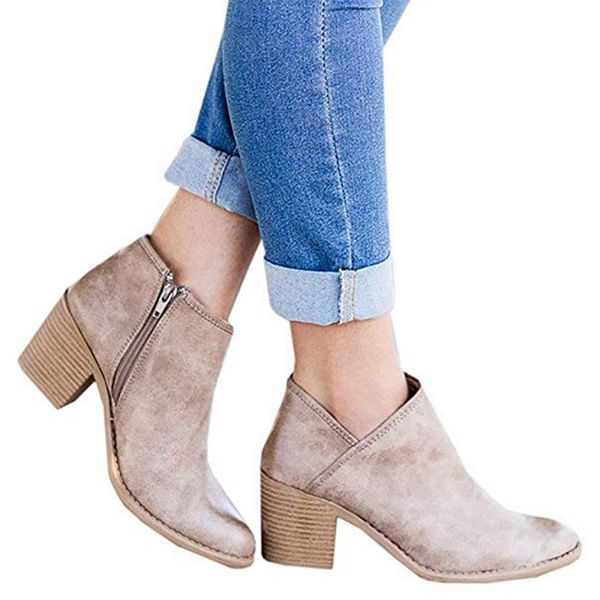 

ankle boots for women large size shoes solid color fashion botki damskie short boots buckle shoes ladies chaussures femme, Black