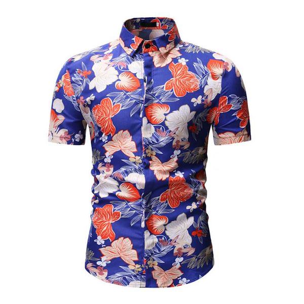 

мода мужчины лето с коротким рукавом цветочный принт повседневные рубашки новый мужской slim fit повседневная рубашка топы мужская одежда, White;black