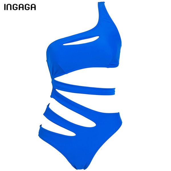 

ingaga 2020 one piece купальники купальники бинты женщин одно плечо полым cut out sexy монокини пляжная купальники, White;black