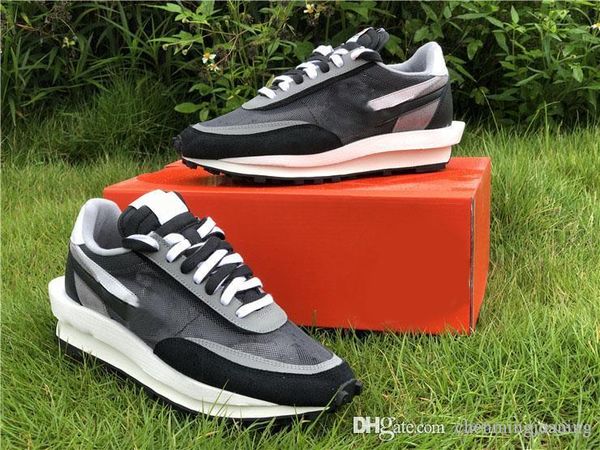 

горячие продажи аутентичные sacai x ldwaffle черный антрацитовый кроссовки мужчины женщины зеленый gusto pine зеленые спортивные кроссовки b