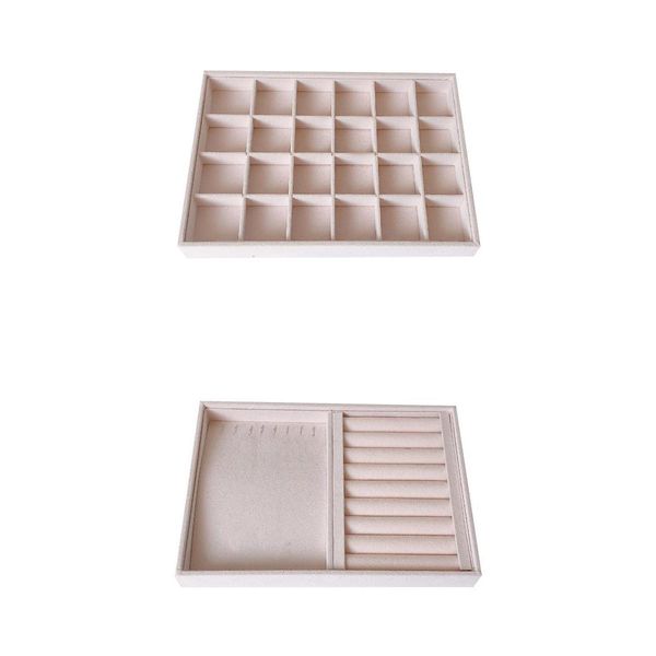 

set of 2 velvet jewelry display storage tray holder necklace organizer, Black;white