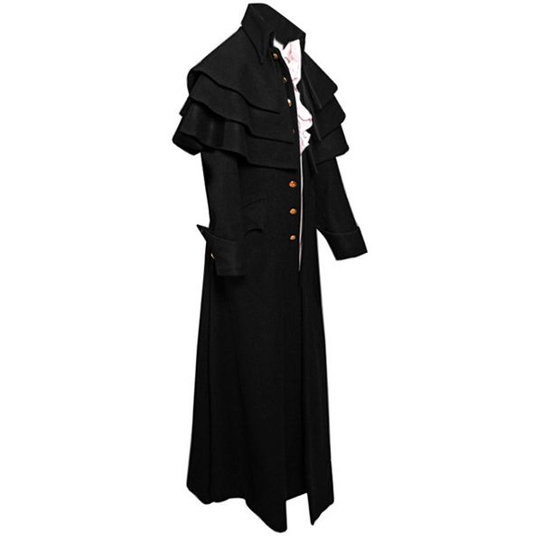 

muqgew men's coat fashion steampunk vintage tailcoat jacket gothic victorian frock coat men's uniform costume#g4, Tan;black