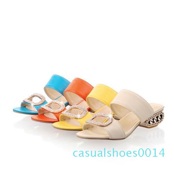 

wholesale-women sandals 2016 ladies summer slippers shoes women low heels sandals large size 9  fashion orange rhinestone shoes yellow c14, Black