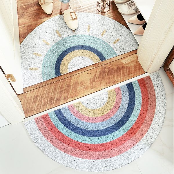 

45x90cm ins high elastic silk ring half round entrance mat household entrance carpet area rug for living room