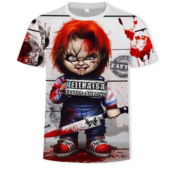

2020 men's horror t-shirt fashion summer men's short sleeve t-shirt casual 3d suicide squad print fashion cool top, White;black