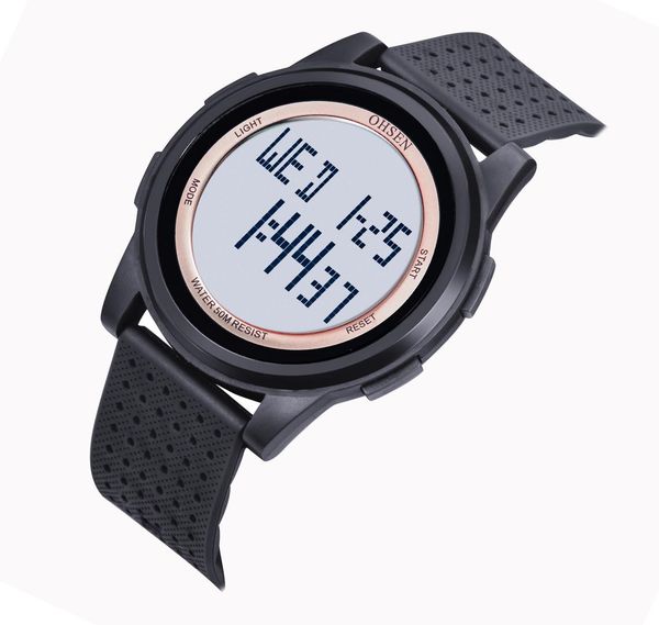 

2019 ohsen fashion digital lady sport watch rose gold elegant shinning silicone bracelet watch women diver swimming wristwatch, Slivery;brown