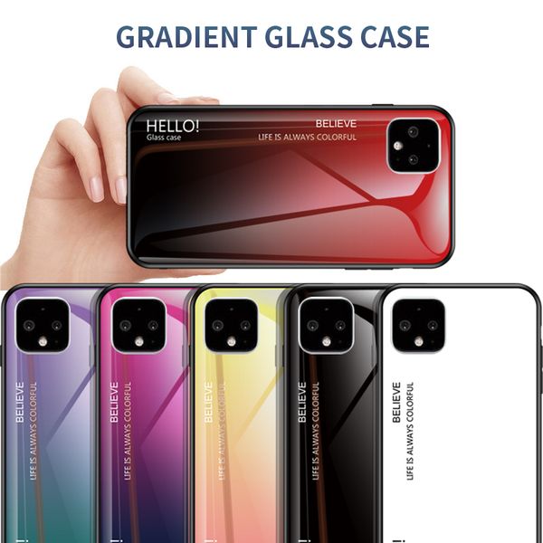 

Тонкий Красочные Gradient закаленное стекло чехол для Google Pixel 4 XL 4 3A XL 3A 3 2XL 2 ASUS ZB601KL ZB631K