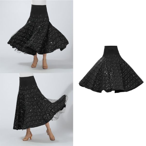 

flamenco ballroom dance costume waltz sequined long skirt dress, Blue