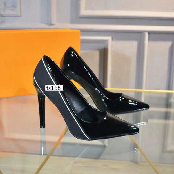 

wholesale designer women shoes red bottom high heels 10cm black red leather pointed toes pumps dress shoe size 39