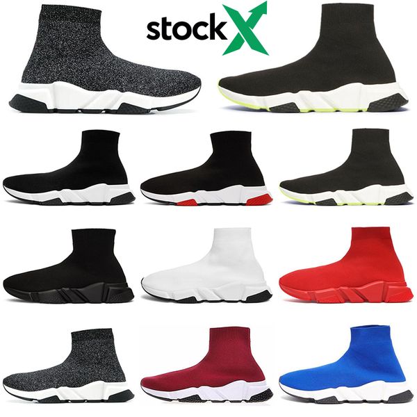 

sock fashion balenciaga designer casual shoes stock x luxury men women socks speed trainers platform flat mens sneakers runners, White;red