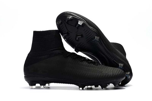 

all black soccer cleats mercurial superfly v tf/ic fg cr7 football boots mens/kids/womens soccer shoes