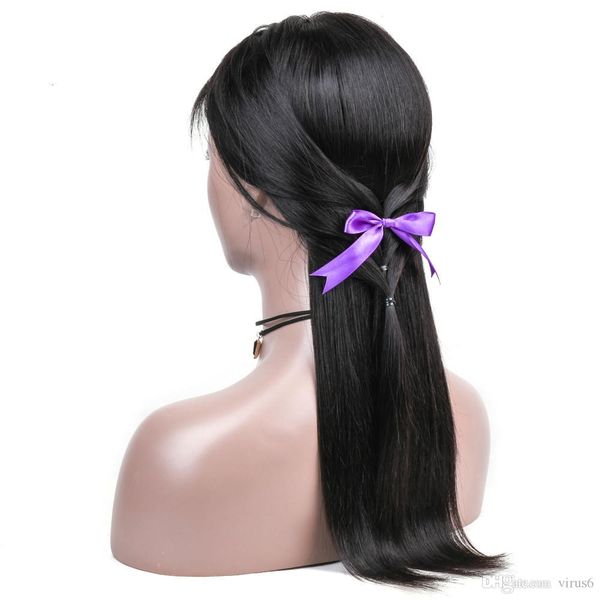 

brazilian lace front hair wigs with full end straight lace front wigs 4*13 closure bleached knots remy, Black