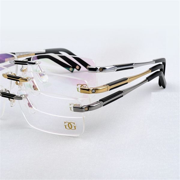 

cubojue gold glasses men rimless brand eyeglasses frame prescription spetacles man business male eyewear quality, Black