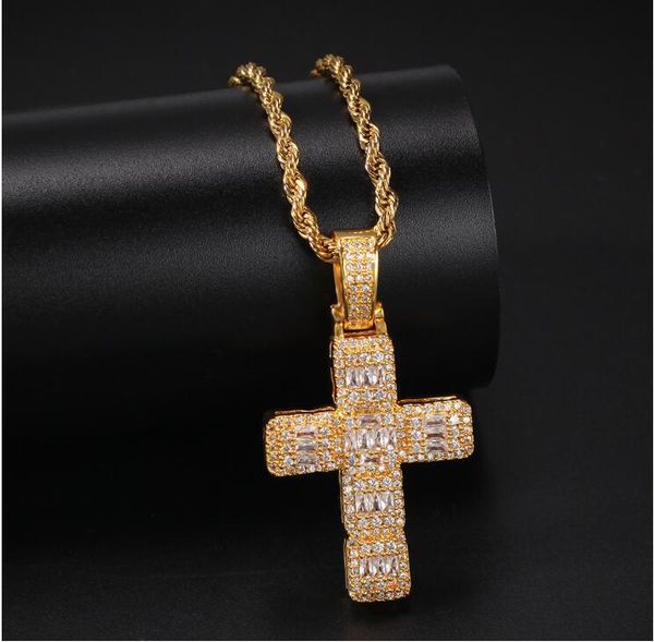 

designer hip hop cross with zircon necklace pendant jewelry fashion personality street dance exaggeration pendant necklace jewelry, Silver