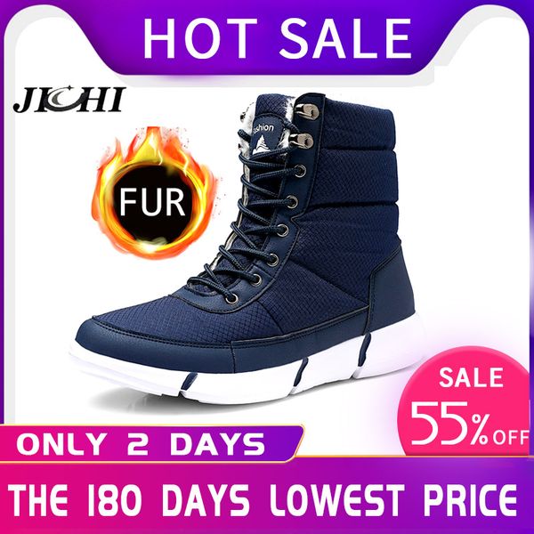 

2019 new winter men boots fur warm lightweight snow boots waterproof men shoes casual footwear male fashion 36-48, Black