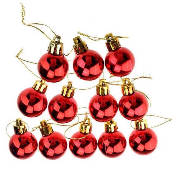 

3cm shining christmas baubles round balls christmas tree party decorative balls ornament - 12 pcs/set (red