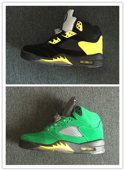 

wholesale new 5 oregon green black yellow men basketball shoes sports sneakers trainers outdoor athletic fashion size 8-13