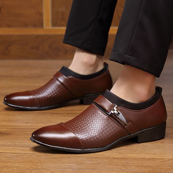 

plus size 13/14 pointed toe dress shoes men office loafers black shoes 2019 trendy leather man heren schoenen