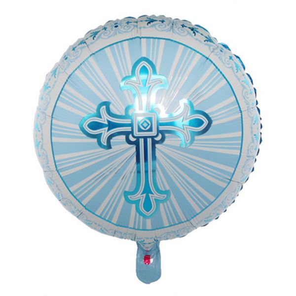 

10pcs 18inch easter foil balloons baptism forked holy communion party god bless cross egg latex balloons christening decoration