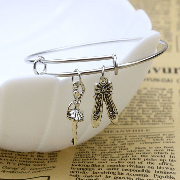 

новая горячей продажа древних серебра балерина girldance обувь подвеска сплав браслет личность творческого пар спорт jewelry сувениры, Black