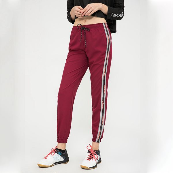 

lu-12 women yoga pants yoga leggings lulu loose leisure ladies sports wear running exercise fitness girls full leggings gym clothes, White;red