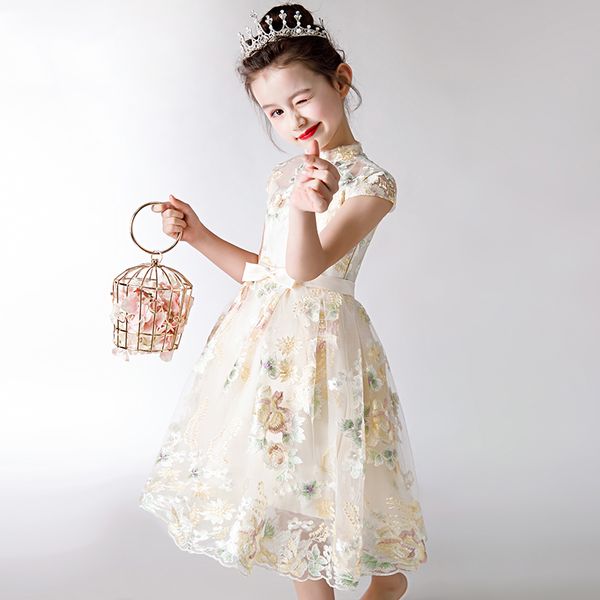 

танцевальный костюм детское платье cheongsam классический танец одежда для детей сценическое исполнение одежда принцесса платье девушка dqs1, Black;red