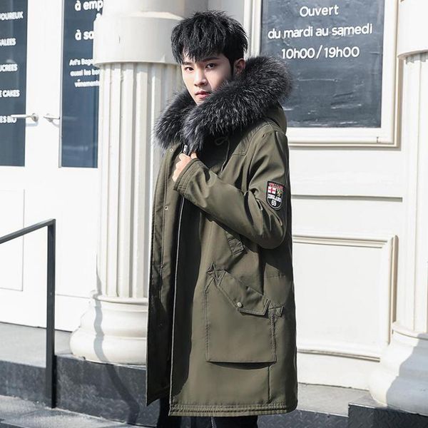 

piecon fur collar fur liner jacket parker men's winter jacket, Tan;black