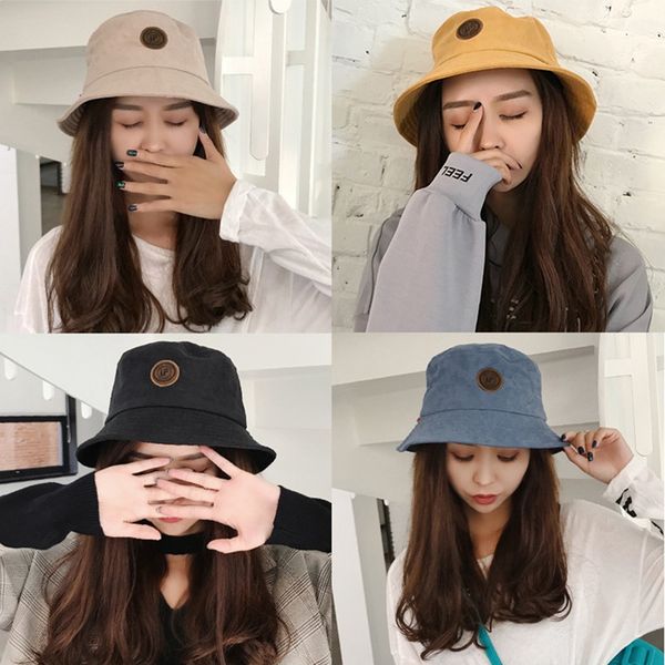 

new korean women universal bucket hats creative fashion outdoor labeling letters outdoor leisure basin cap, Blue;gray