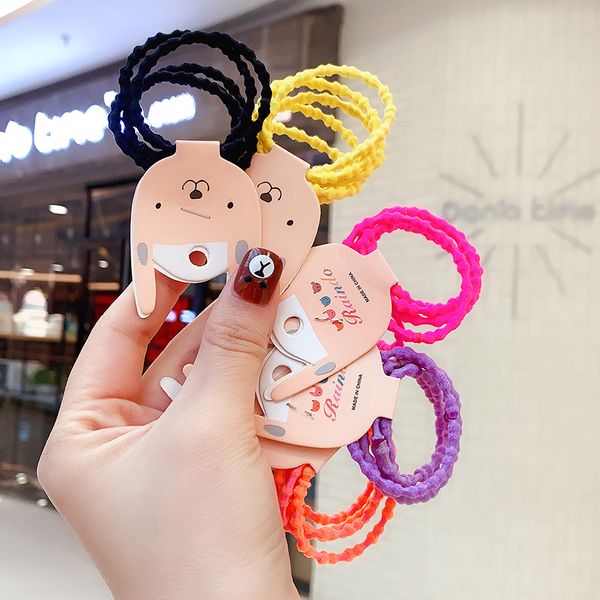 

5 pcs/set new girls cute candy elastic hair bands children colorful soft srunchies rubber bands kids sweet hair accessories, Slivery;white