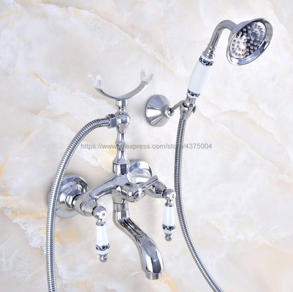 2019 Bathtub Faucet Chrome Wall Mounted Rain Shower Faucet Round