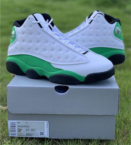 

2020 release 13 lucky green men basketball shoes white black 3m reflective 13s db6537-113 real carbon fiber sneakers with box