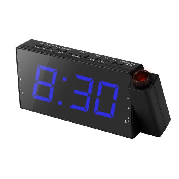 

digital radio alarm clock projection snooze timer temperature led display usb charge cable table wall fm radio clock