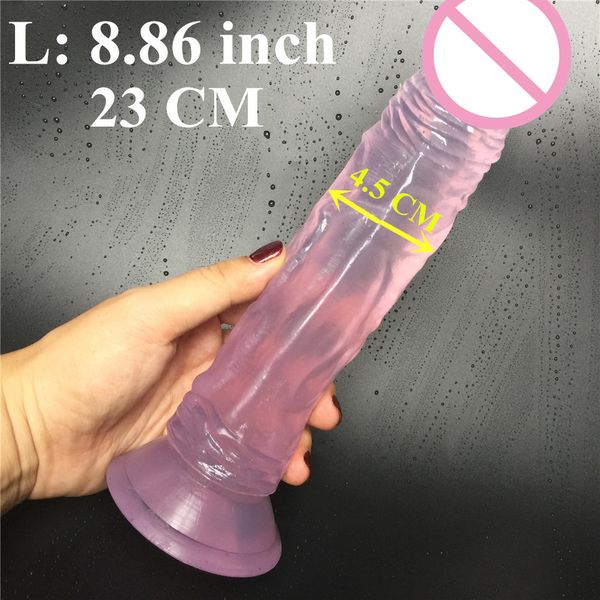 Seks masajı8.9 inç 23 cm uzunluğunda d 4,5 cm büyük yapay penis vantuz penisi ile seks penisi kadın seks ürünü seks oyuncak c18112801