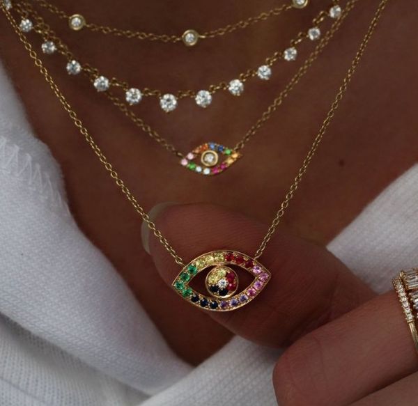 

gold silver plated women jewelry cute lovely turkish evil eye charm necklace