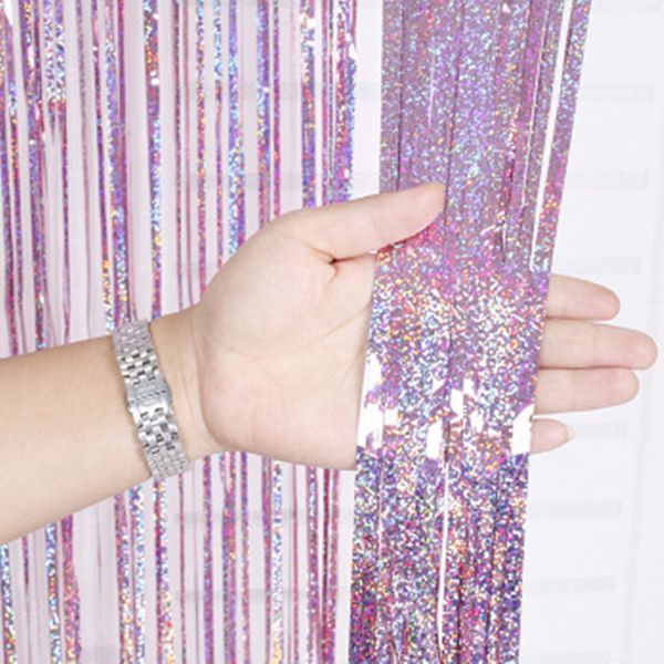 

metallic laser foil fringe tinsel 1*3m wedding birthday decor curtain tassel garlands backdrop party diy decoration supplies