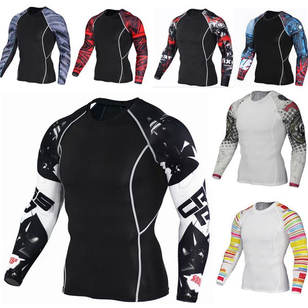 

sport tshirt men's sports tights work out quick gym clothes long sleeves big size breathable, Black;blue