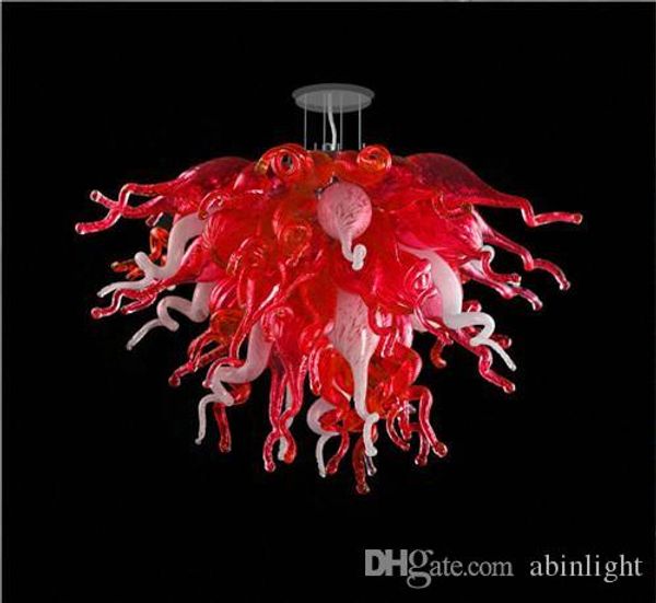 Os mais recentes Handmade vidro fundido Red Chandelier Hot Sale Contemporary Hotel Lobby Decoração Murano Lâmpadas Art Glass Pendant, LR1100