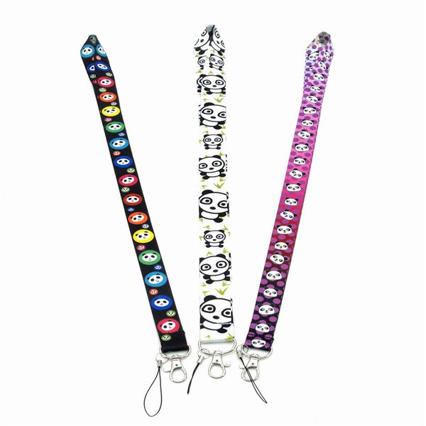 

10pcs popular panda neck strap lanyard for phones keys camera id card gym bus card lanyard badge holder neck straps, Silver
