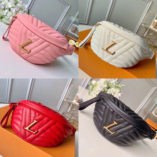 

5a new wave bumbag m53750 cross body shoulder bag m53861 waist bags cowhide women chest bag clutch bags wallet purse with box, Black