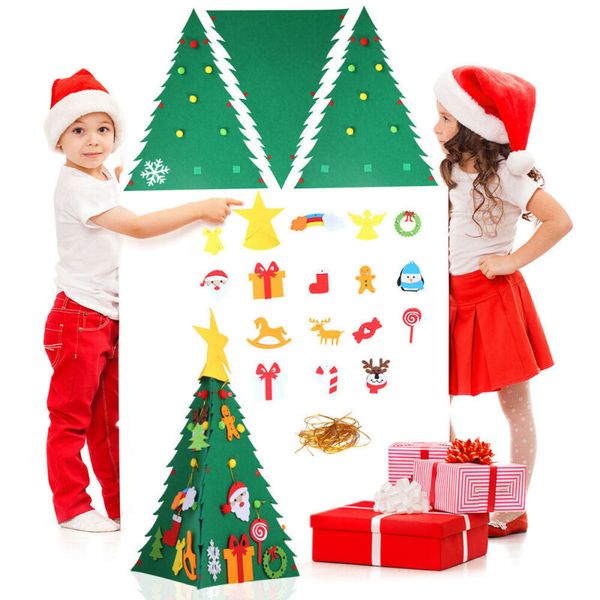 

faroot reusable diy felt christmas tree set with ornaments for kids gift door wall hanging home party decoration