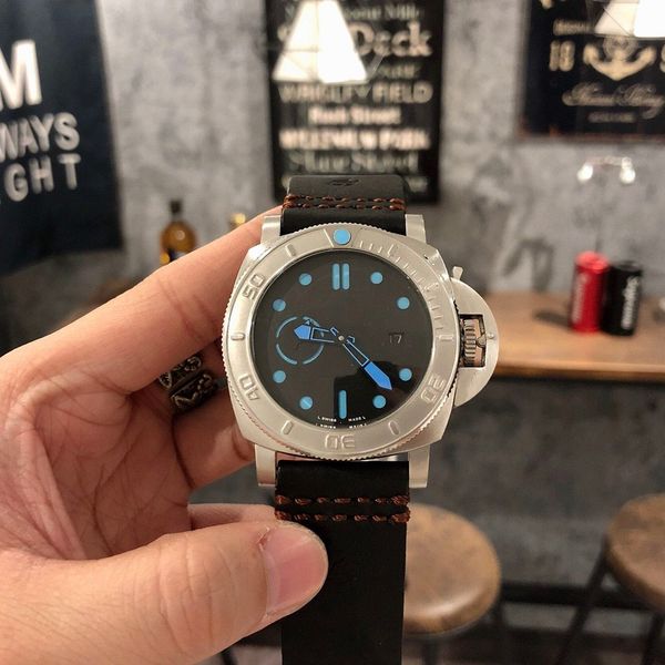 

men watches automatic movement 47mm*13mm leather band rubber band men waterproof wristwatches man casual wristwatches men watches, Slivery;brown