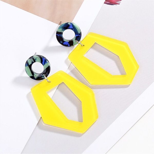 

acrylic yellow irregular earrings for women hollow out statement 2019 long earrings female fashion jewelry party gfit, Silver