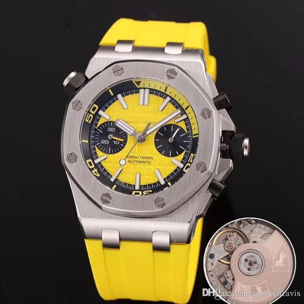 

New men watch royal rubber trap automatic imported mechanical 42mm 316 delicate teel ca e men watche tran parent back wri twatch 555