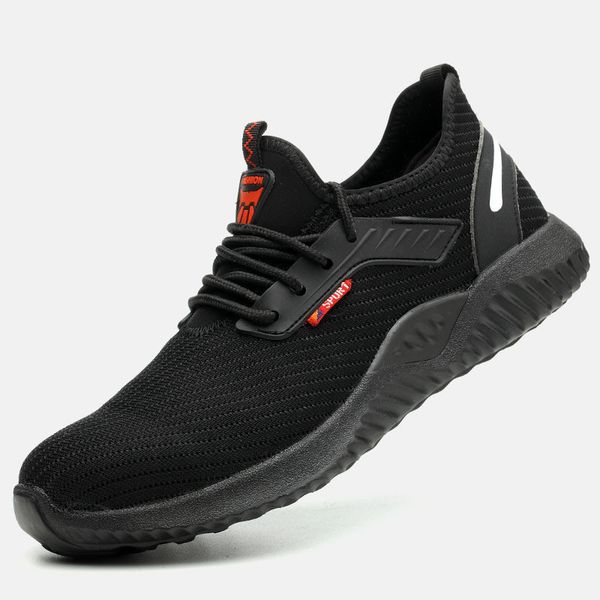

fashion summer steel toe work shoes for men puncture proof safety shoes man breathable light industrial casual male, Black