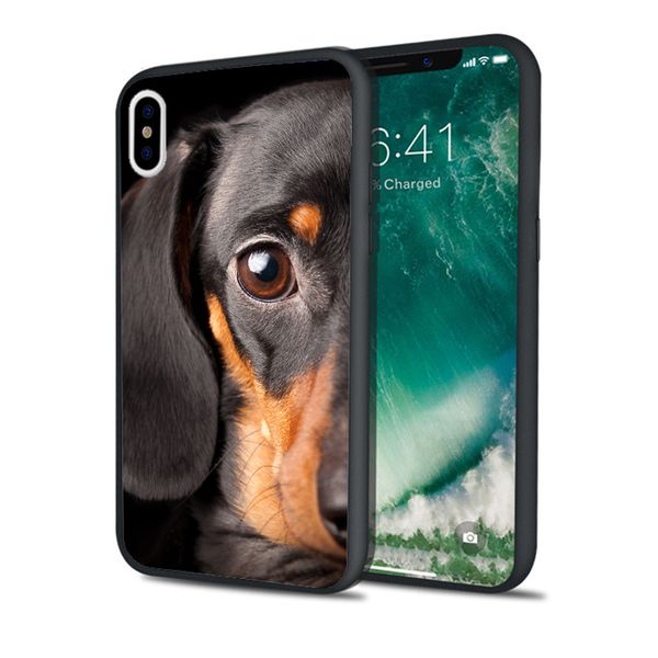 

fundas luxury dachshund dog face phone case for iphone 11 pro xs max xr 8 7 6s plus 5s se 5 case black soft silicone tpu cover.