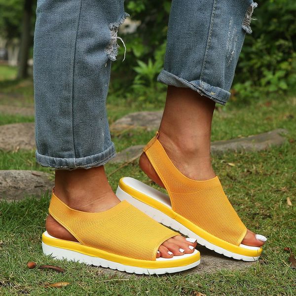 

2020 fashion women's mesh breathable comfortable shoes ladies hollow out casual wedges shoes large size 43, Black