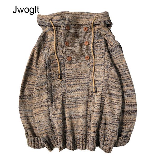 

winter streetwear fashion sweater men hooded collar mens sweaters button pullover men knitwear male jumpers 4xl 5xl, White;black