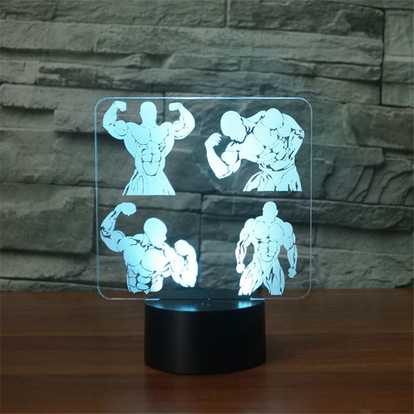 

7 color chang bodybuilding collection night light 3d led strong muscle man table desk lamp bedside sleep lighting gym lamp decor